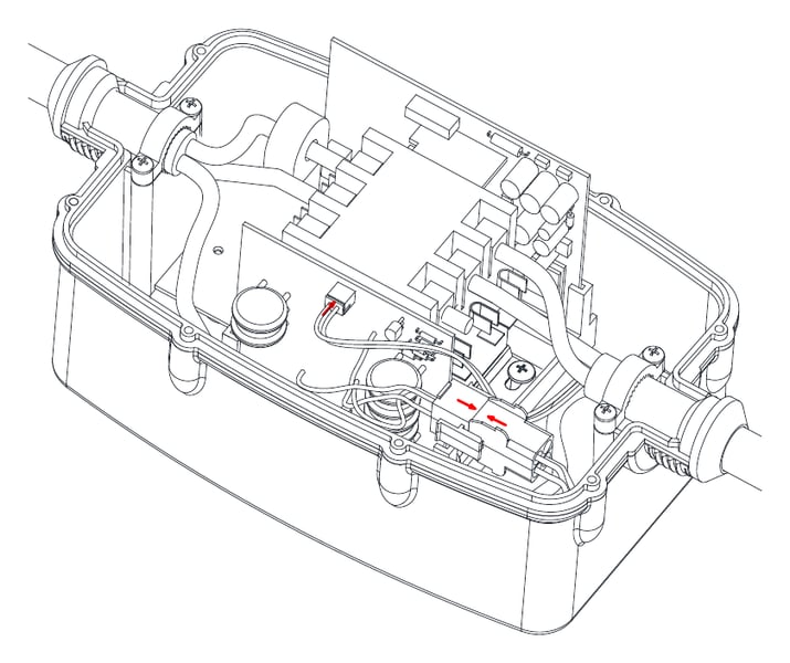The new module in place with connections clipped on