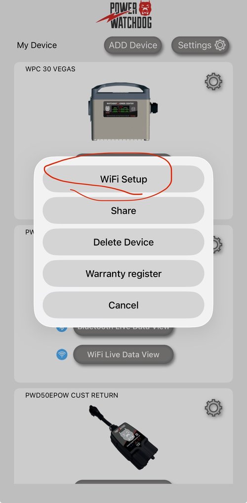WiFi setup screen 2